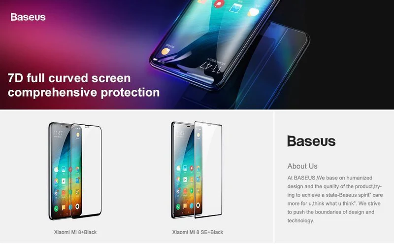 Baseus 0.3 mm dünner Displayschutz für Xiaomi 8 8 SE 9H 7D gehärtetes Glas vollständige Abdeckung Schutzglasfolie für Xiaomi 8 8SE