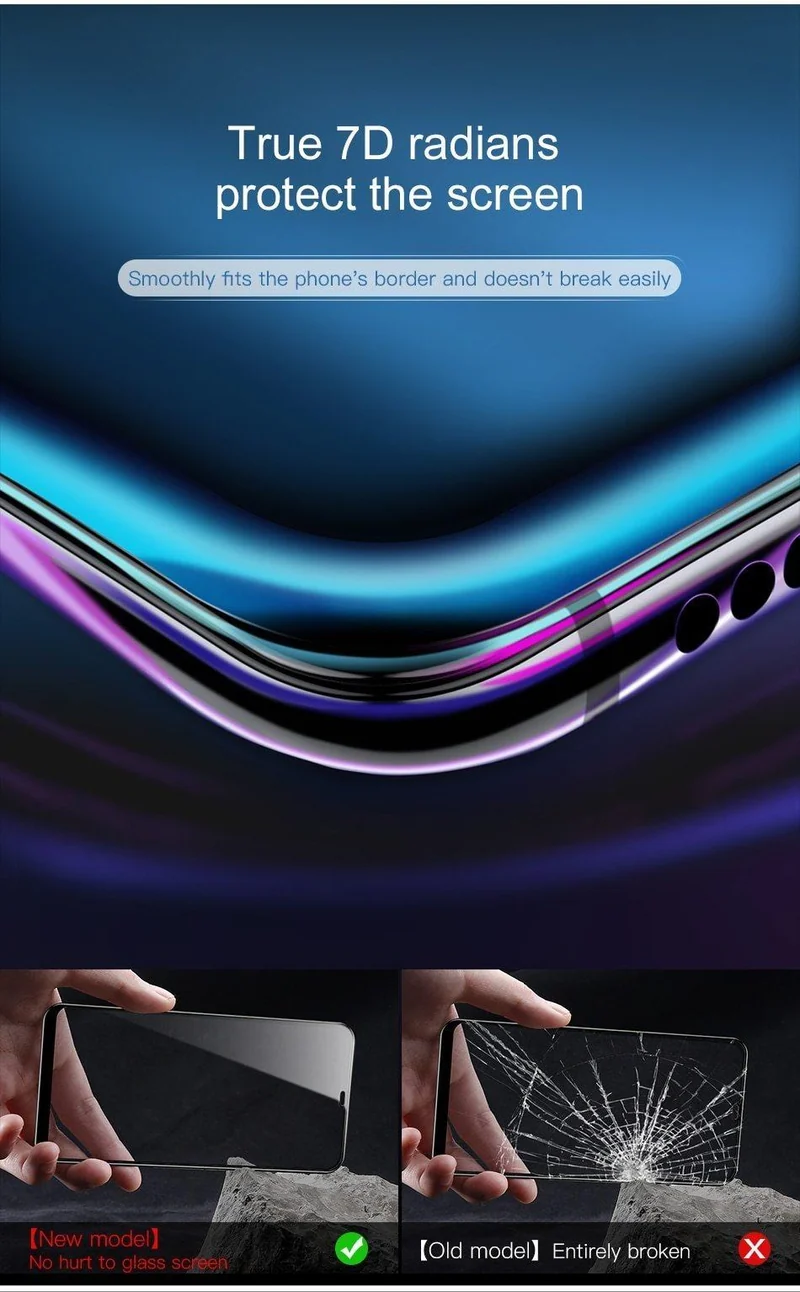 Baseus 0.3 mm dünner Displayschutz für Xiaomi 8 8 SE 9H 7D gehärtetes Glas vollständige Abdeckung Schutzglasfolie für Xiaomi 8 8SE