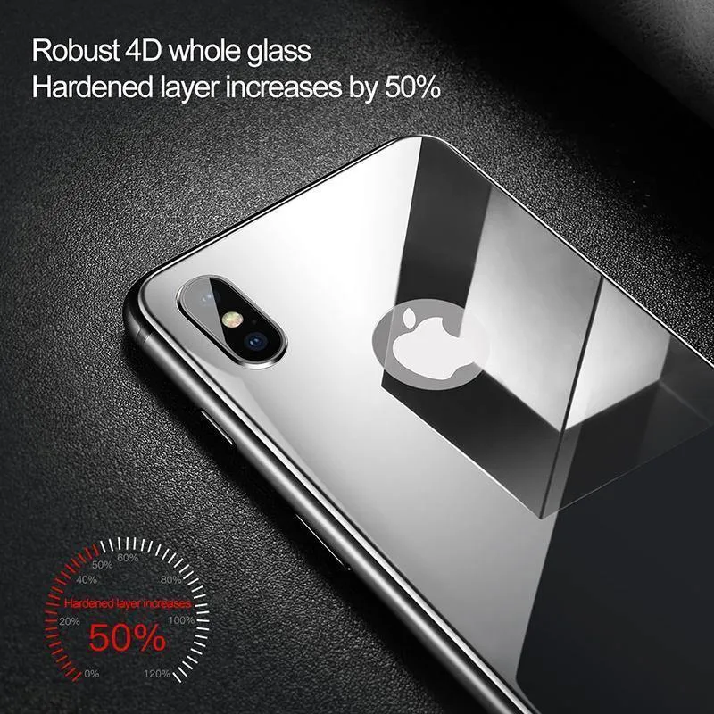 Baseus 4D Displayschutz aus gehärtetem Glas für das iPhone X 10. Ganzkörperschutz. Schutzfolie aus gehärtetem Glas für die Rückseite des iPhone X