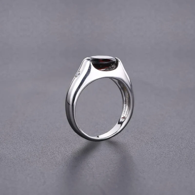 2.21 ct natürlicher roter Granat-Edelstein-Ehering für Damen, echter massiver 925er-Sterlingsplitter, feiner Schmuck