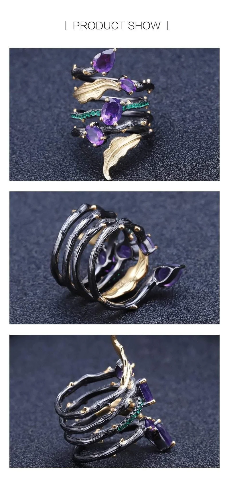 2.26 ct natürlicher Amethyst-Edelstein-Fingerring, 925er-Sterlingsplitter, Vintage-Neugotik-Ringe für Frauen, edler Schmuck