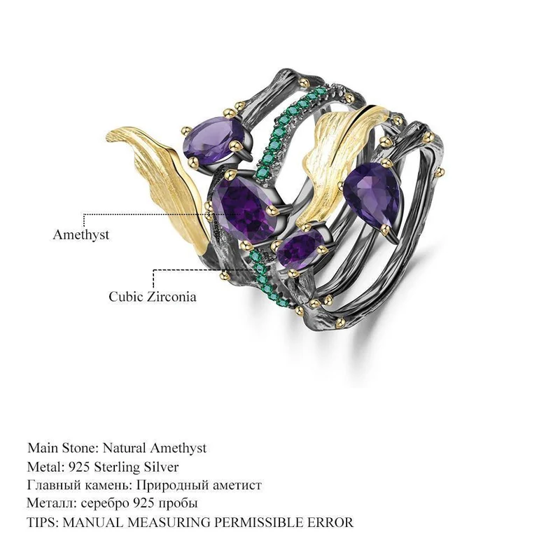 2.26 ct natürlicher Amethyst-Edelstein-Fingerring, 925er-Sterlingsplitter, Vintage-Neugotik-Ringe für Frauen, edler Schmuck