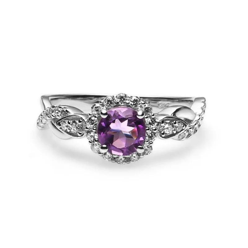 Amethyst Echt 925 Sterling Silber Ringe Für Frauen Hochzeit Engagement Edlen Schmuck Unendlichkeit Ring