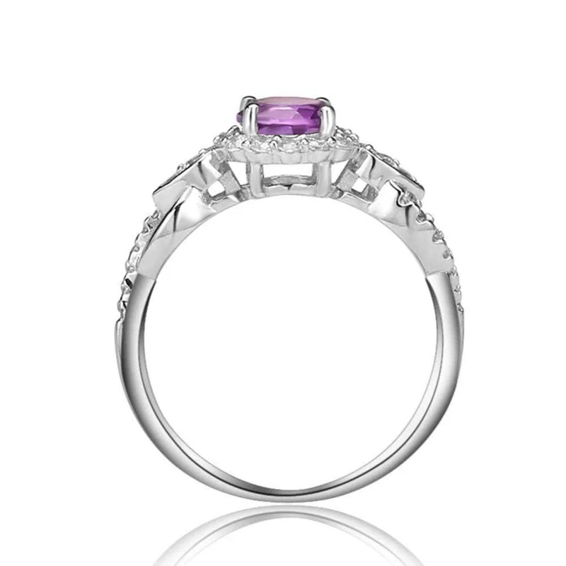 Amethyst Echt 925 Sterling Silber Ringe Für Frauen Hochzeit Engagement Edlen Schmuck Unendlichkeit Ring