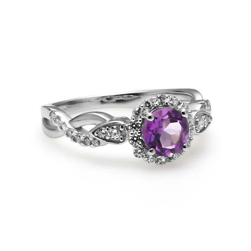 Amethyst Echt 925 Sterling Silber Ringe Für Frauen Hochzeit Engagement Edlen Schmuck Unendlichkeit Ring