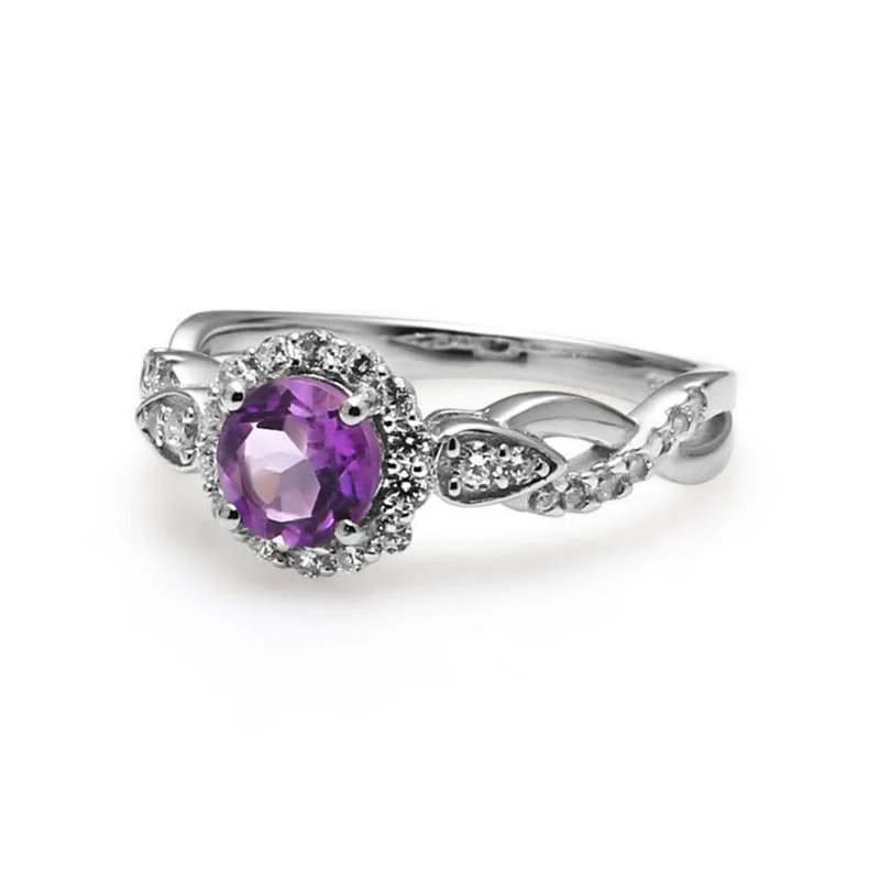 Amethyst Echt 925 Sterling Silber Ringe Für Frauen Hochzeit Engagement Edlen Schmuck Unendlichkeit Ring