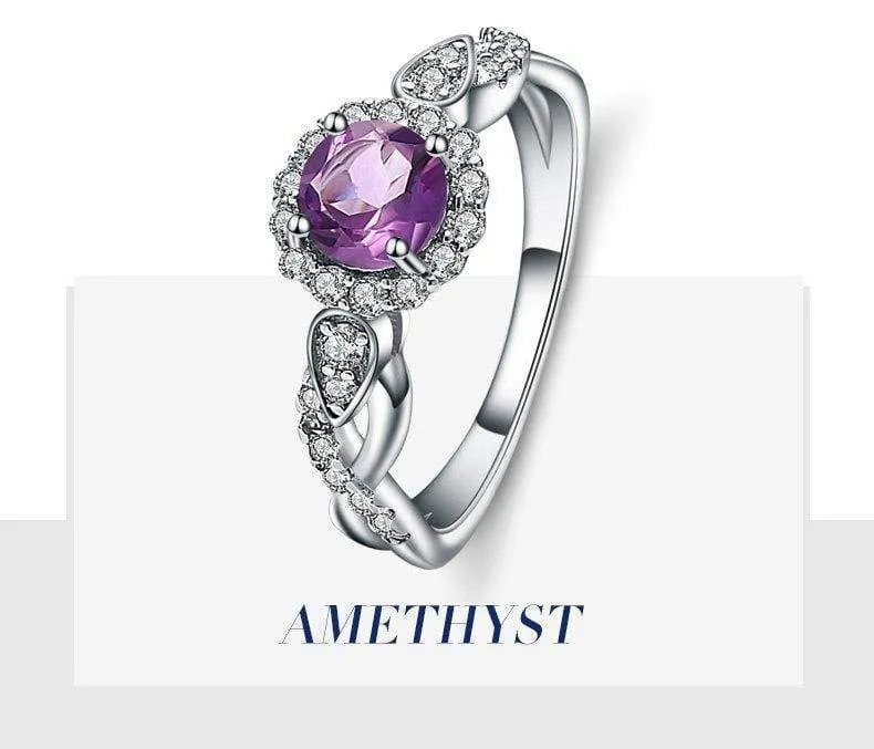 Amethyst Echt 925 Sterling Silber Ringe Für Frauen Hochzeit Engagement Edlen Schmuck Unendlichkeit Ring