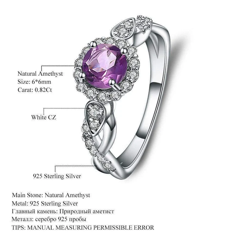 Amethyst Echt 925 Sterling Silber Ringe Für Frauen Hochzeit Engagement Edlen Schmuck Unendlichkeit Ring
