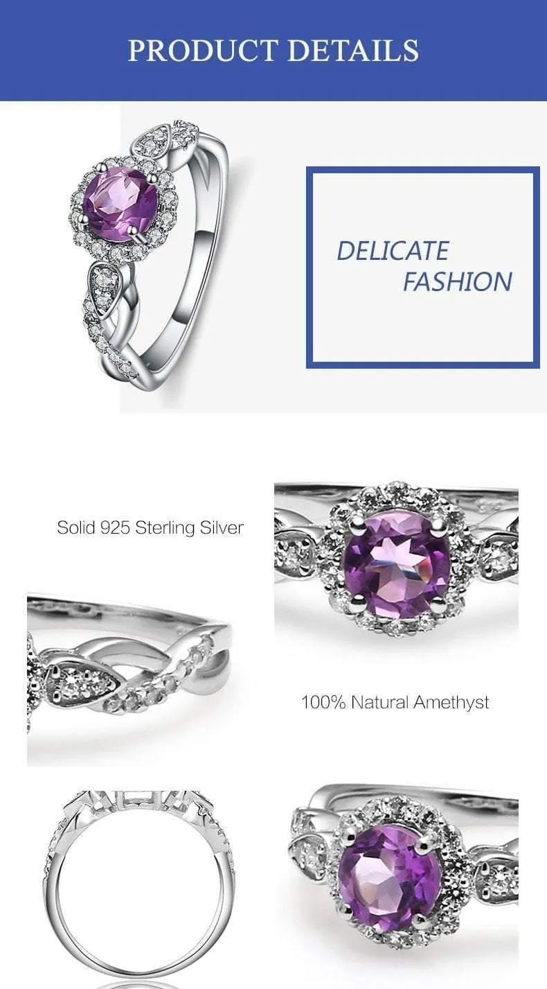 Amethyst Echt 925 Sterling Silber Ringe Für Frauen Hochzeit Engagement Edlen Schmuck Unendlichkeit Ring