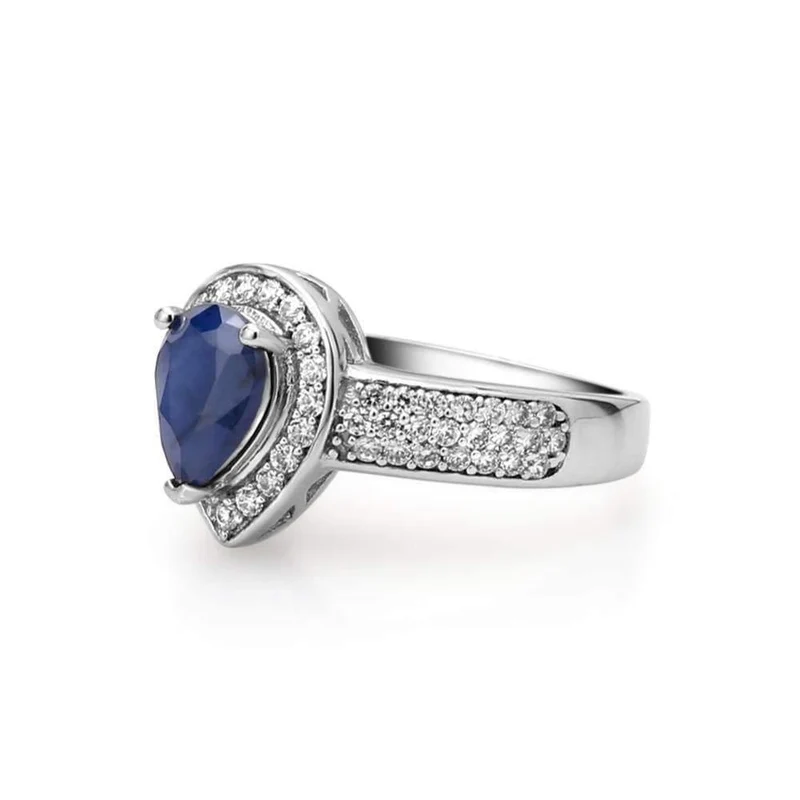 1.29 ct ovaler natürlicher blauer Saphir-Edelstein für Hochzeiten, Hochzeiten, 925er-Sterlingsilber, modischer edler Schmuck