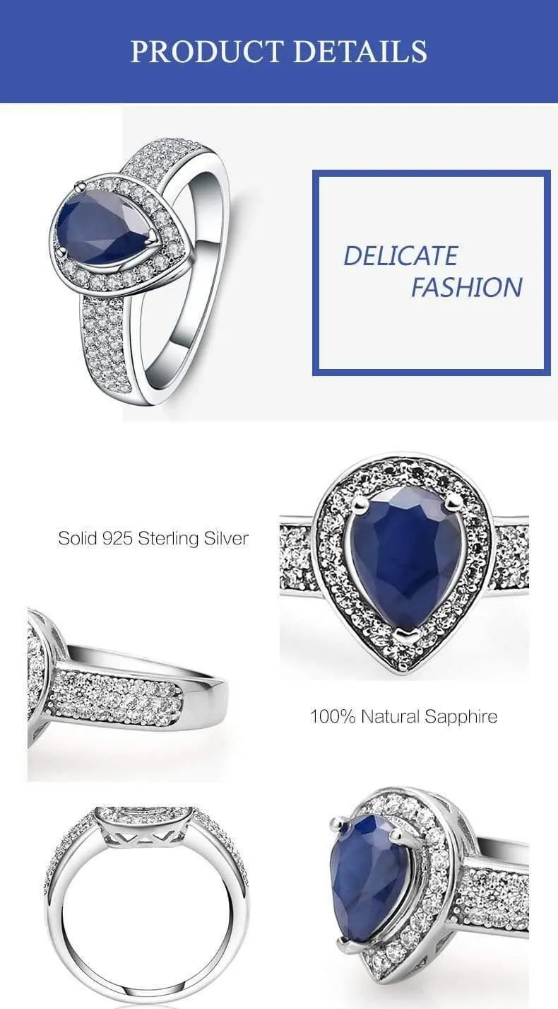 1.29 ct ovaler natürlicher blauer Saphir-Edelstein für Hochzeiten, Hochzeiten, 925er-Sterlingsilber, modischer edler Schmuck