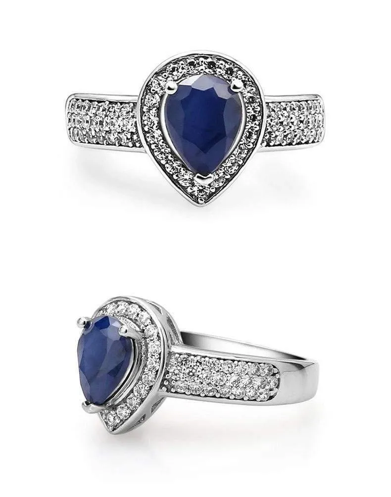 1.29 ct ovaler natürlicher blauer Saphir-Edelstein für Hochzeiten, Hochzeiten, 925er-Sterlingsilber, modischer edler Schmuck