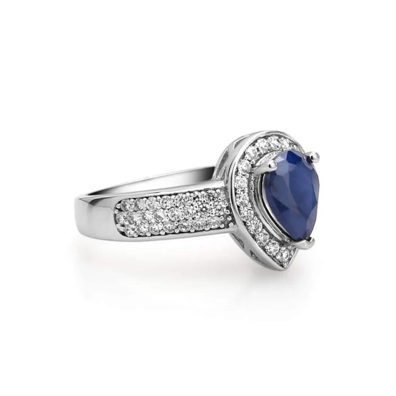 1.29 ct ovaler natürlicher blauer Saphir-Edelstein für Hochzeiten, Hochzeiten, 925er-Sterlingsilber, modischer edler Schmuck