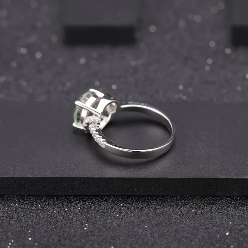2.73 ct natürlicher grüner Amethyst-Edelsteinring aus echtem 925er-Sterlingsilber, Hochzeit, Verlobung, für Frauen