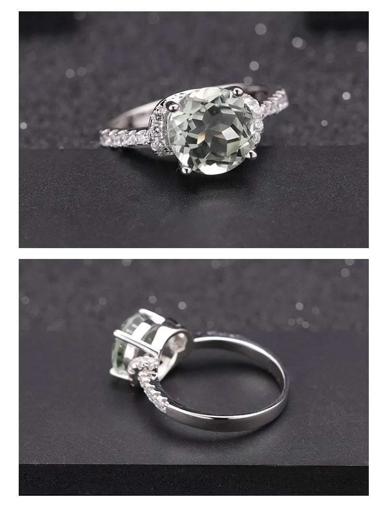 2.73 ct natürlicher grüner Amethyst-Edelsteinring aus echtem 925er-Sterlingsilber, Hochzeit, Verlobung, für Frauen