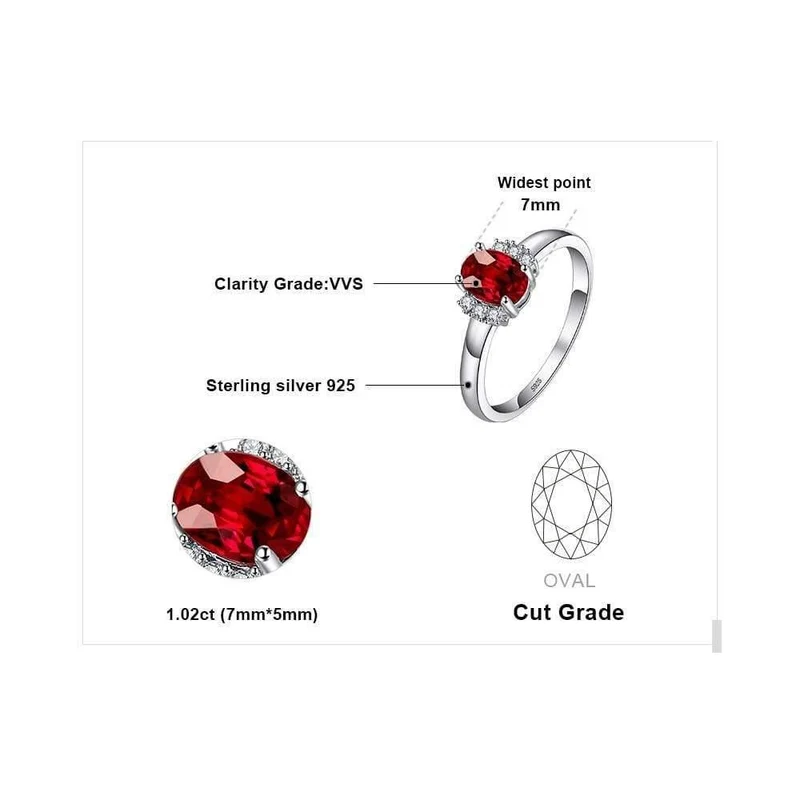 1.1ct Oval Natürlicher Roter Granat Ring 100% Echt 925 Sterling Silber Verlobungsringe für Frauen Edlen Schmuck