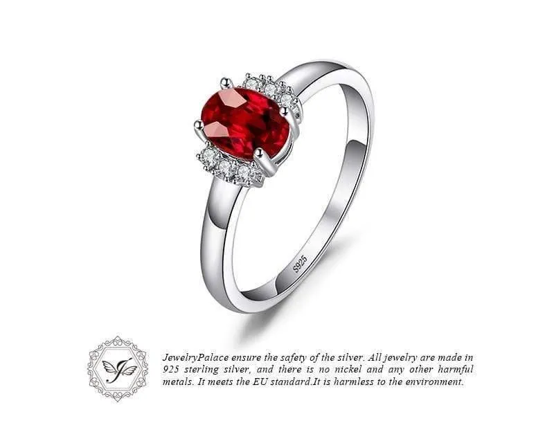 1.1ct Oval Natürlicher Roter Granat Ring 100% Echt 925 Sterling Silber Verlobungsringe für Frauen Edlen Schmuck