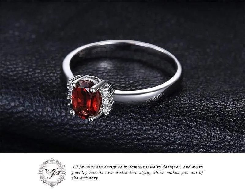 1.1ct Oval Natürlicher Roter Granat Ring 100% Echt 925 Sterling Silber Verlobungsringe für Frauen Edlen Schmuck