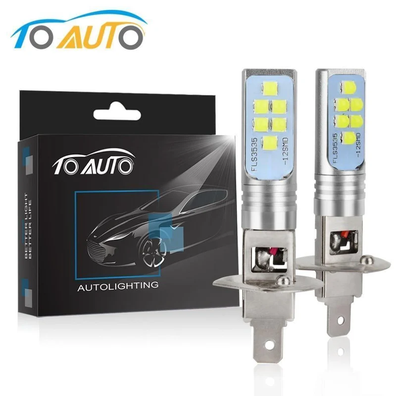 2 Stück H1 H3 LED-Lampen Autolichtlampe 12V 6000K Weiß 1400LM Fahrlicht Auto-LED-Leuchten