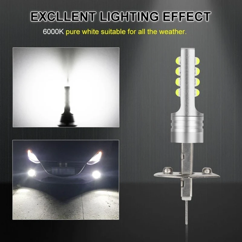 2 Stück H1 H3 LED-Lampen Autolichtlampe 12V 6000K Weiß 1400LM Fahrlicht Auto-LED-Leuchten