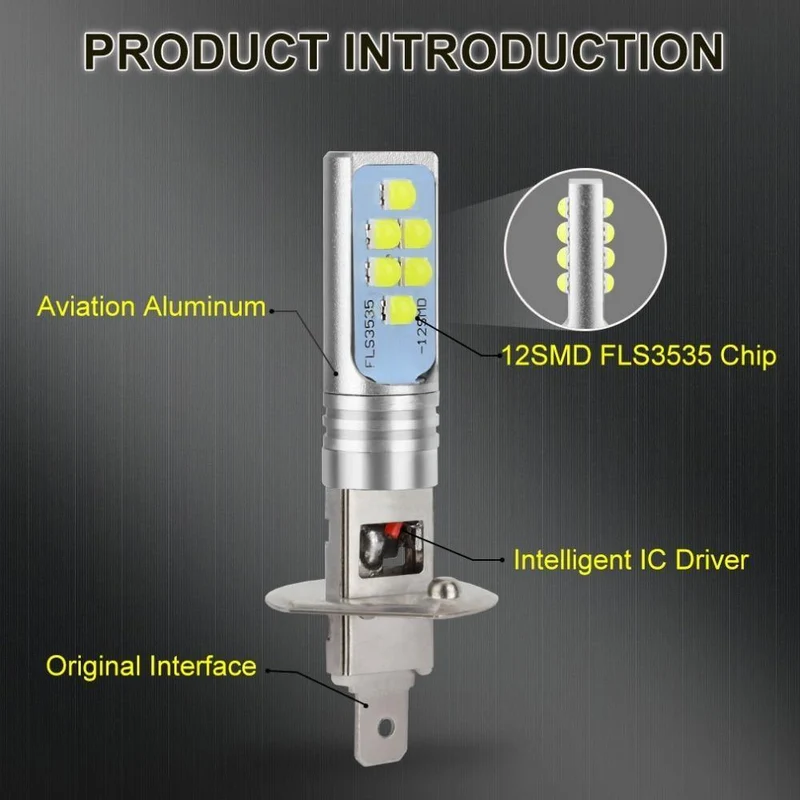 2 Stück H1 H3 LED-Lampen Autolichtlampe 12V 6000K Weiß 1400LM Fahrlicht Auto-LED-Leuchten