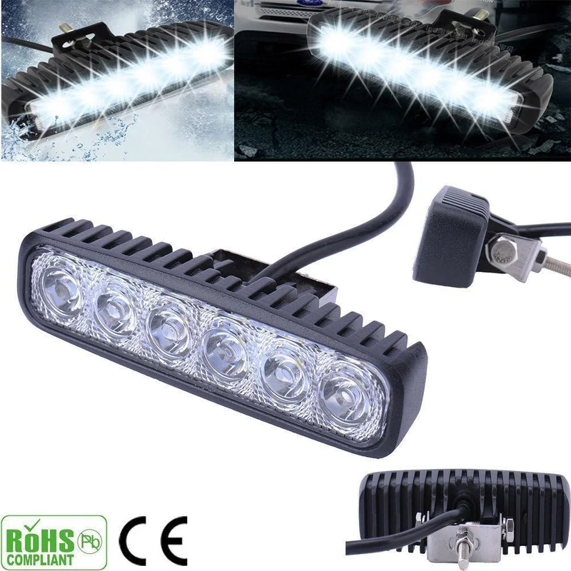 2 STÜCKE 6 LEDs 12 V 18 Watt LED Arbeitsscheinwerfer Auto Tagfahrlicht Flutlicht Nebelscheinwerfer Wasserdicht Weiß Auto licht