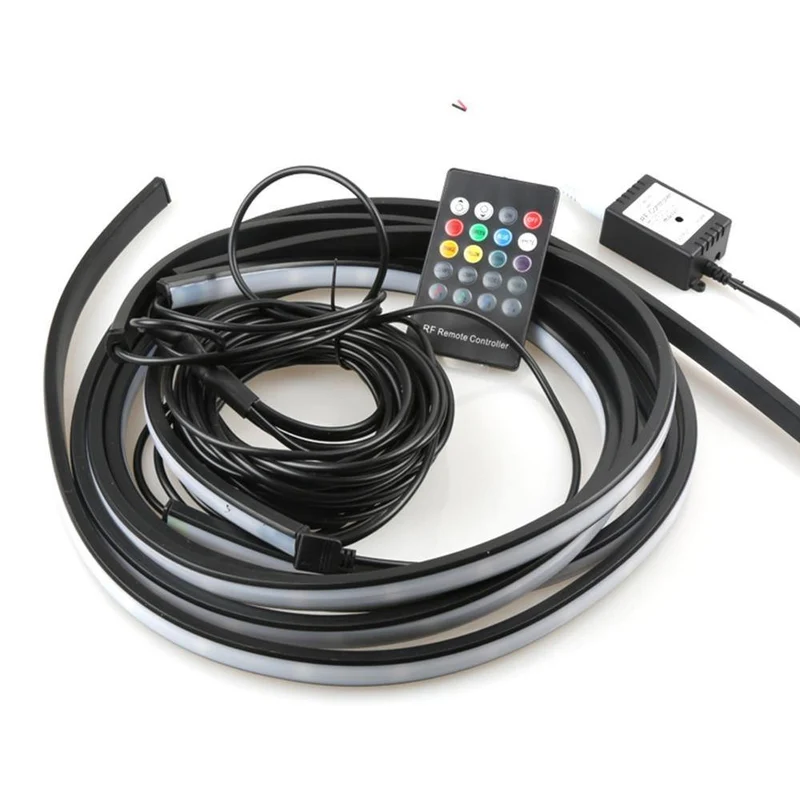 4x Auto Unterbodenbeleuchtung Flexible Streifen LED APP/Fernbedienung RGB Dekorative Atmosphäre Lampe Unter Rohr Unterboden System Neon Licht Kit