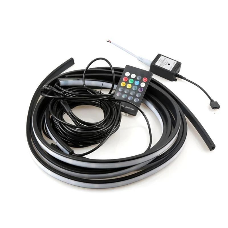 4x Auto Unterbodenbeleuchtung Flexible Streifen LED APP/Fernbedienung RGB Dekorative Atmosphäre Lampe Unter Rohr Unterboden System Neon Licht Kit