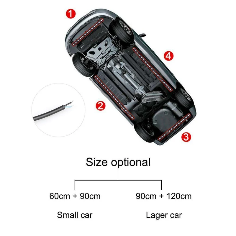 4x Auto Unterbodenbeleuchtung Flexible Streifen LED APP/Fernbedienung RGB Dekorative Atmosphäre Lampe Unter Rohr Unterboden System Neon Licht Kit
