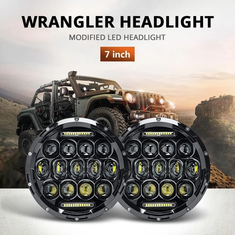 7 "Runden LED-Scheinwerfer 75W Motorrad Scheinwerfer Projektor Daymaker Auto Lichter für Jeep TJ JK Harley Land Rover