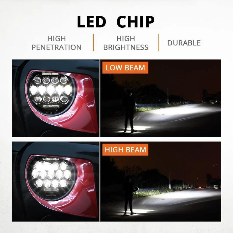 7 "Runden LED-Scheinwerfer 75W Motorrad Scheinwerfer Projektor Daymaker Auto Lichter für Jeep TJ JK Harley Land Rover