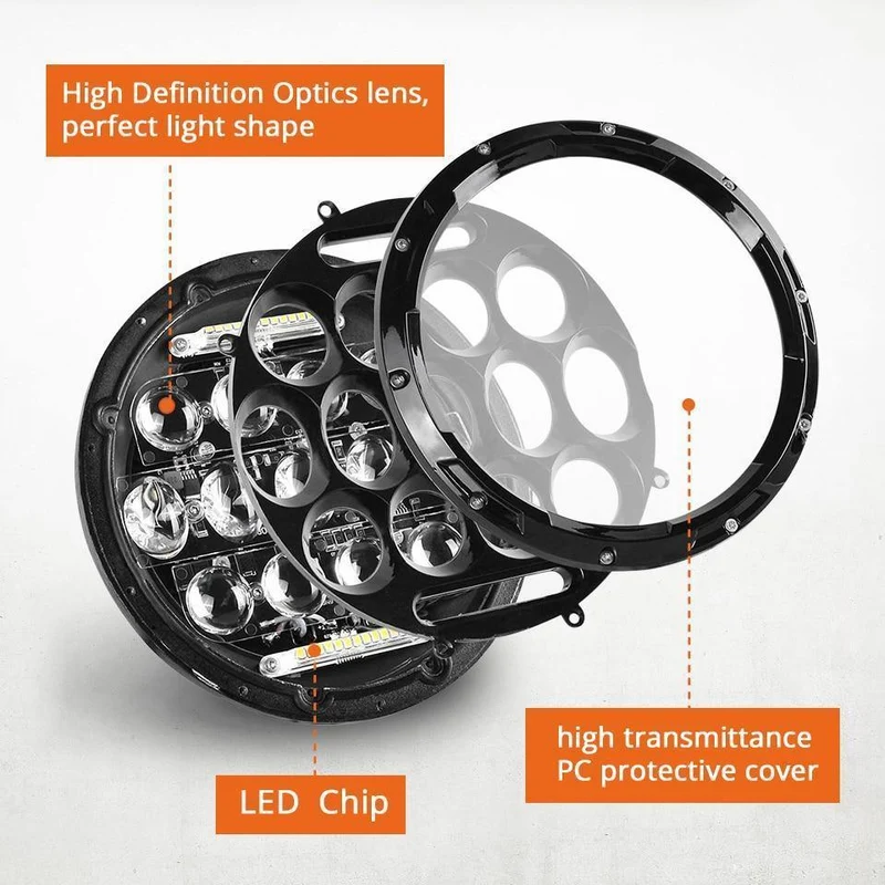 7 "Runden LED-Scheinwerfer 75W Motorrad Scheinwerfer Projektor Daymaker Auto Lichter für Jeep TJ JK Harley Land Rover