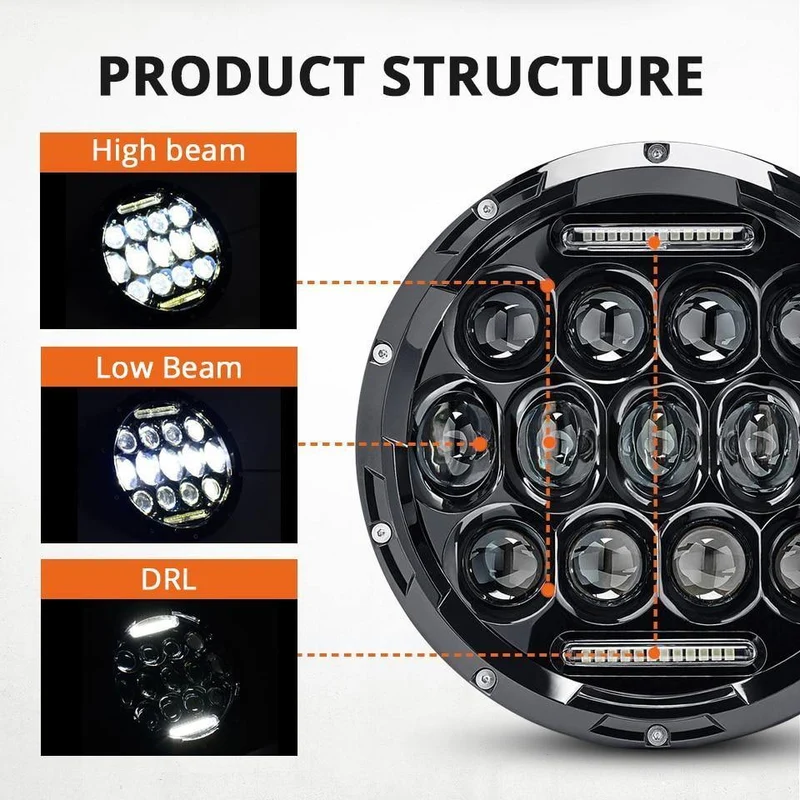 7 "Runden LED-Scheinwerfer 75W Motorrad Scheinwerfer Projektor Daymaker Auto Lichter für Jeep TJ JK Harley Land Rover