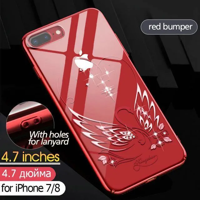 Hülle für iPhone 7 X 8 Plus Hülle Swarovski Element Crystals Handyhülle für iPhone 7 Hülle Überzogene Harte