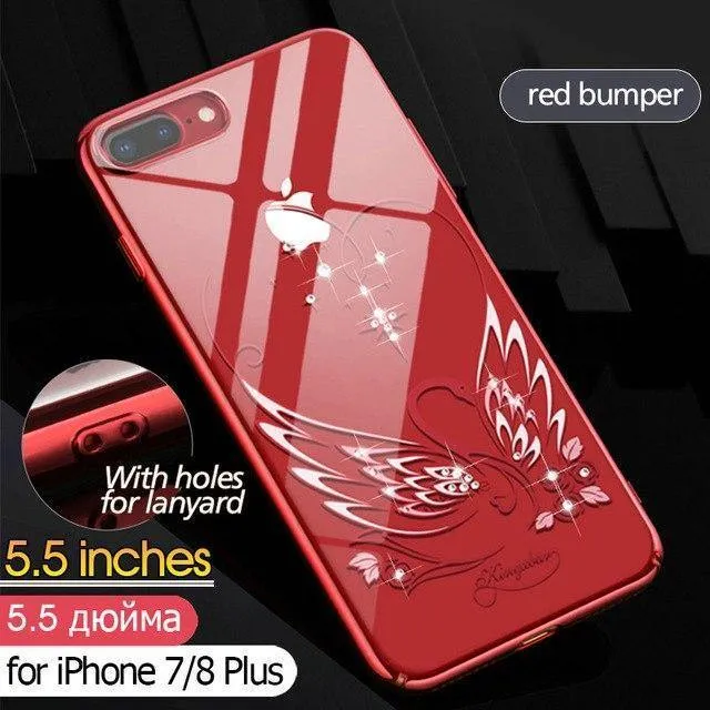 Hülle für iPhone 7 X 8 Plus Hülle Swarovski Element Crystals Handyhülle für iPhone 7 Hülle Überzogene Harte
