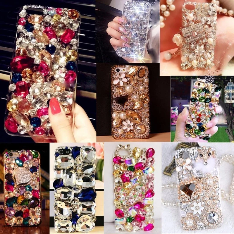 Handyhülle mit 3D-Steinen und Kristalldiamanten für iPhone 7/7Plus/6/6S und Samsung Galaxy S5 6 7 EDGE