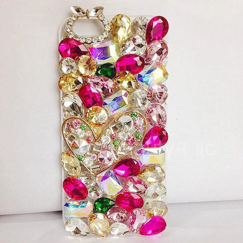 Handyhüllen für iPhone 7 Big Stones Beads 3D Bling Crystal Harte und weiche Rückseite für Samsung Galaxy