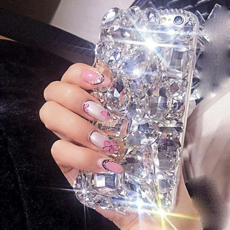 Handyhüllen für iPhone 7 Big Stones Beads 3D Bling Crystal Harte und weiche Rückseite für Samsung Galaxy