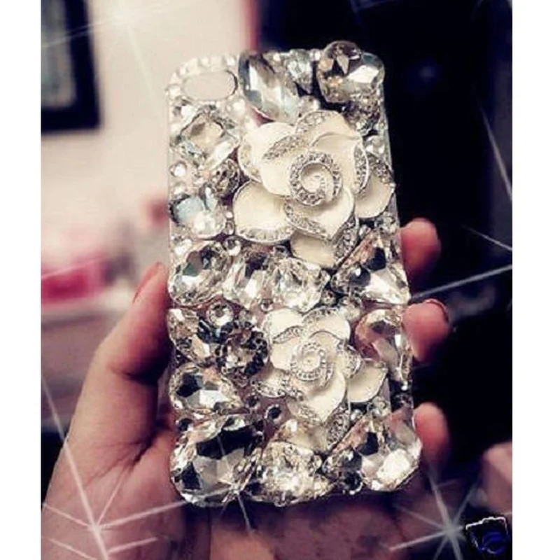Handyhüllen für iPhone 7 Big Stones Beads 3D Bling Crystal Harte und weiche Rückseite für Samsung Galaxy
