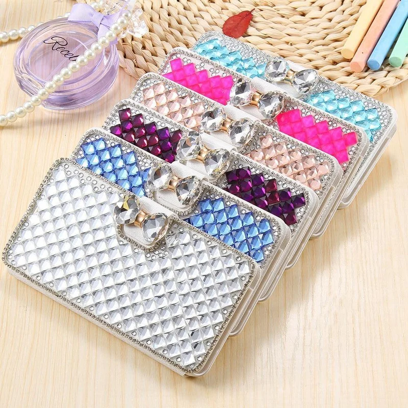 Strass Diamant Handyhülle für iPhone Xs Max 5 5s 5c 6 6s plus 7 8 plus Brieftasche Leder Flip Cover