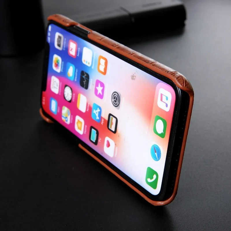 iPhone XS Lederhülle, luxuriöses Krokodilmuster, Handschlaufe, echtes Leder, Rückseite, Handyhülle für iPhone XS Max XS XR 7 8