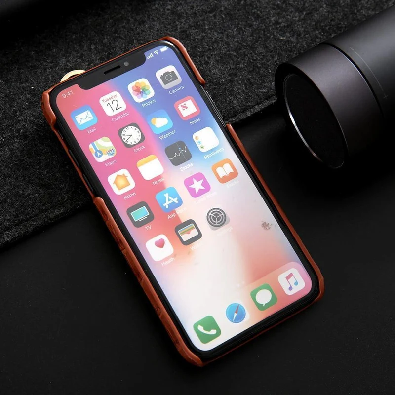 iPhone XS Lederhülle, luxuriöses Krokodilmuster, Handschlaufe, echtes Leder, Rückseite, Handyhülle für iPhone XS Max XS XR 7 8