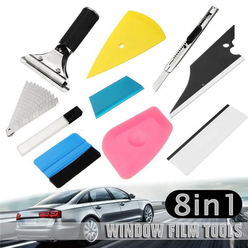 9-teiliges Autofenster-Reparatur-Werkzeug-Set, Vinyl-Autofolien-Wrap-Tool-Kit, universell für Auto-Glasfaserfenstertönungswerkzeugschaber