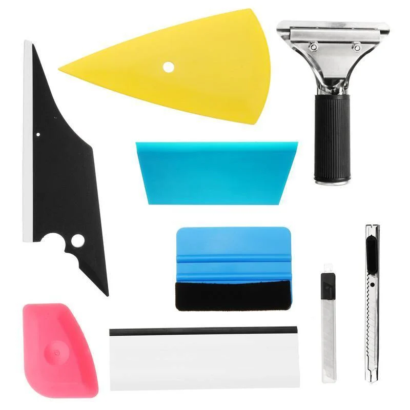 9-teiliges Autofenster-Reparatur-Werkzeug-Set, Vinyl-Autofolien-Wrap-Tool-Kit, universell für Auto-Glasfaserfenstertönungswerkzeugschaber