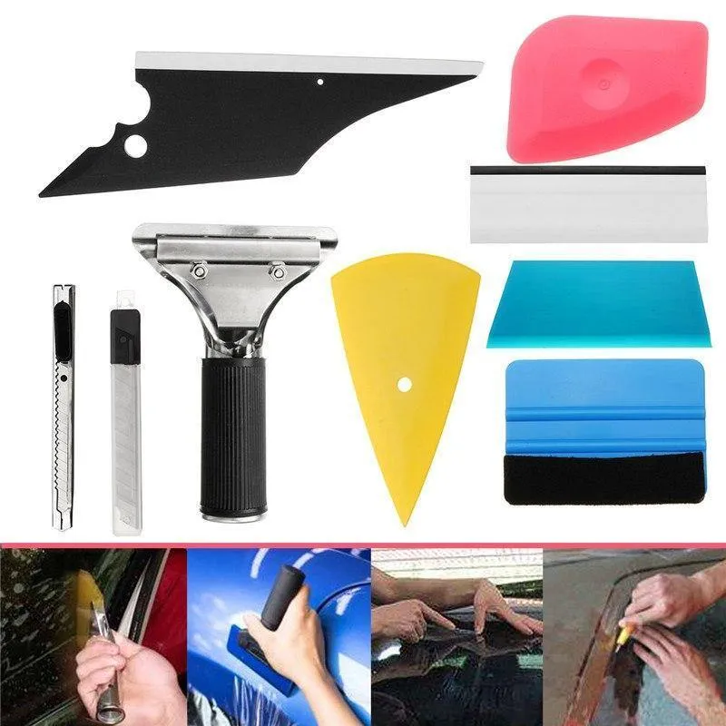 9-teiliges Autofenster-Reparatur-Werkzeug-Set, Vinyl-Autofolien-Wrap-Tool-Kit, universell für Auto-Glasfaserfenstertönungswerkzeugschaber