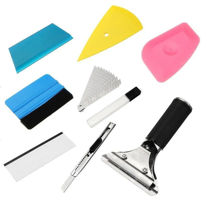 9-teiliges Autofenster-Reparatur-Werkzeug-Set, Vinyl-Autofolien-Wrap-Tool-Kit, universell für Auto-Glasfaserfenstertönungswerkzeugschaber
