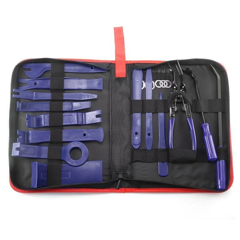19pcs Auto Autoradio Autotürverkleidung Removal Tool Audio Radio für Installation und Remover Starke Nylon Pry Tool Kit