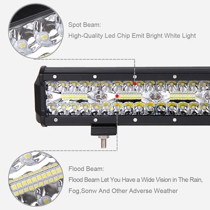 60W 120W 180W 4x4 Offroad-LED-Lichtleiste für Autos Kombibalken Offroad-SUV ATV Traktor Boot LKWs Bagger 12V 24V Arbeitsscheinwerfer