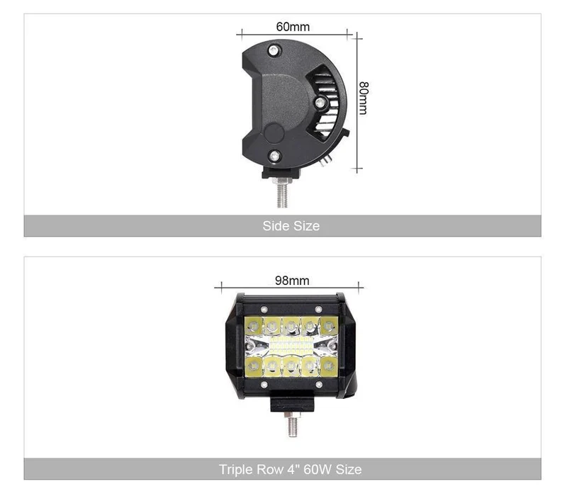 60W 120W 180W 4x4 Offroad-LED-Lichtleiste für Autos Kombibalken Offroad-SUV ATV Traktor Boot LKWs Bagger 12V 24V Arbeitsscheinwerfer