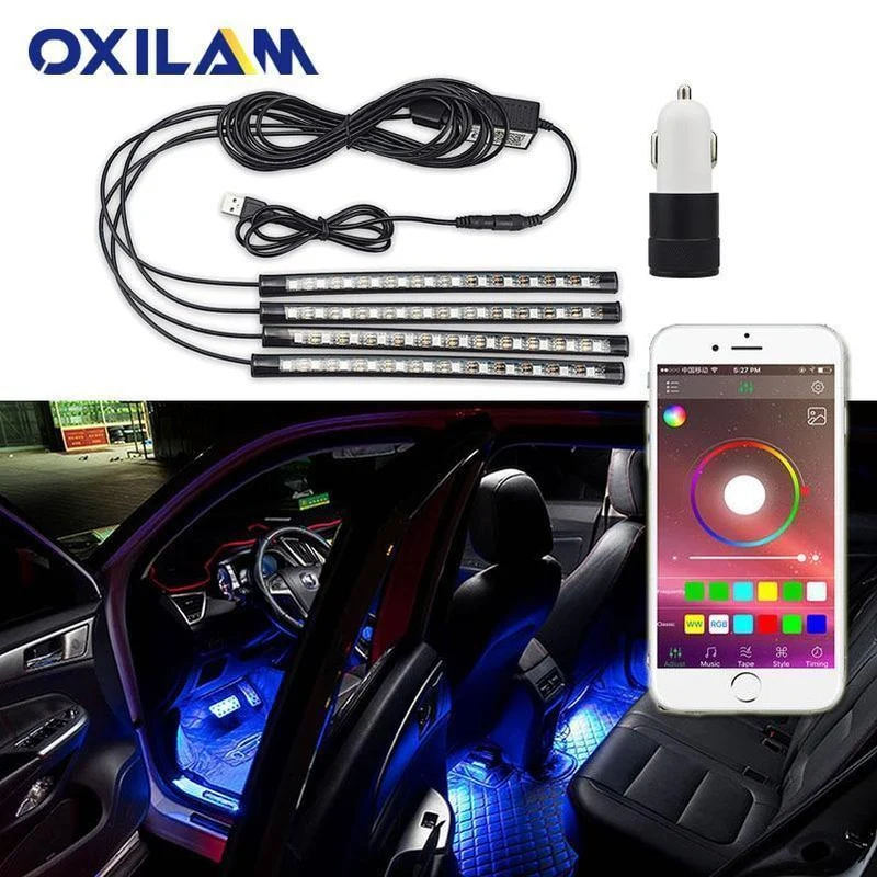 LED Streifen Auto Auto Umgebungs Licht APP Steuerung USB RGB Innen Atmosphäre Lampe 5050 48SMD Flexible Auto LED Dekorative lichter
